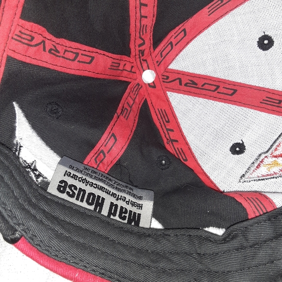 Corvette Black Cap Hat One Size Mens Womens Unisex Grey Red Checkered Flags - Picture 4 of 4